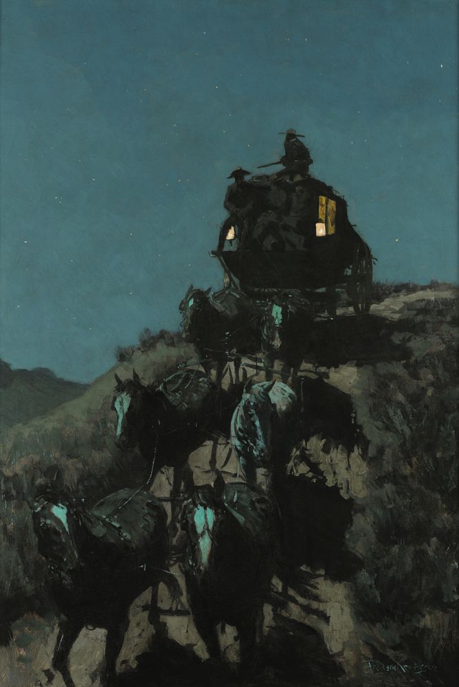 The Old Stage-Coach of the Plains - by Frederic Remington