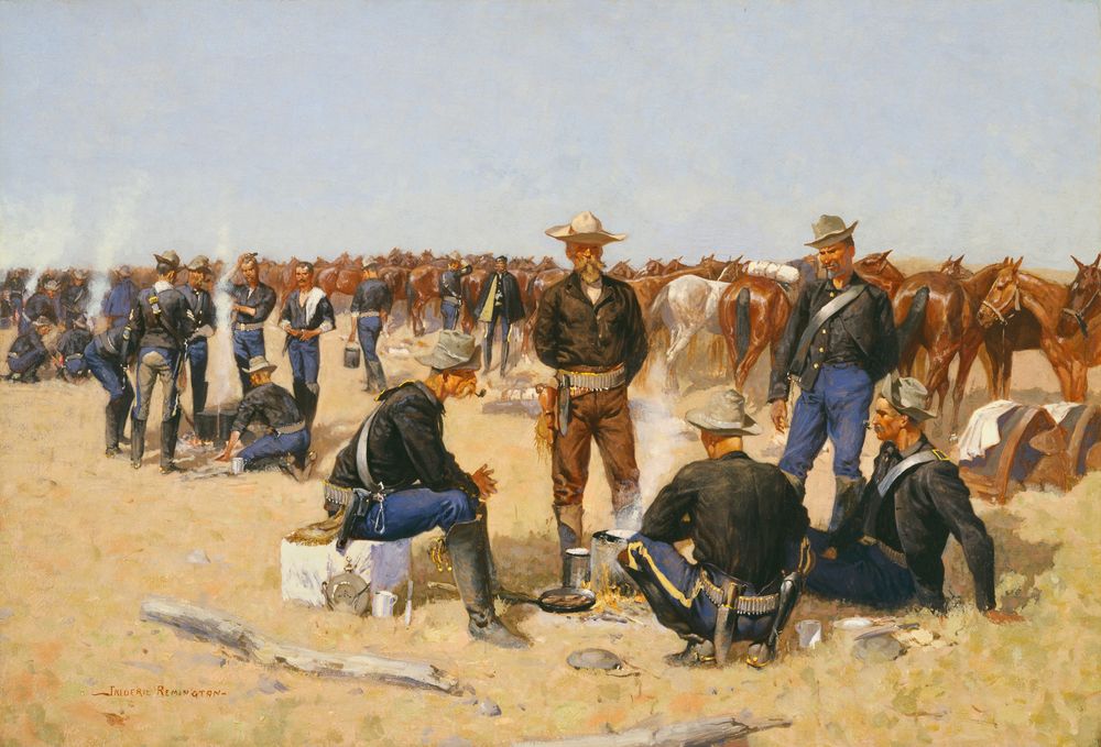 A Cavalryman's Breakfast on the Plains - by Frederic Remington