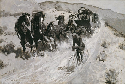 "The Right of the Road"-A Hazardous Encounter on a Rocky Mountain Trail - by Frederic Remington