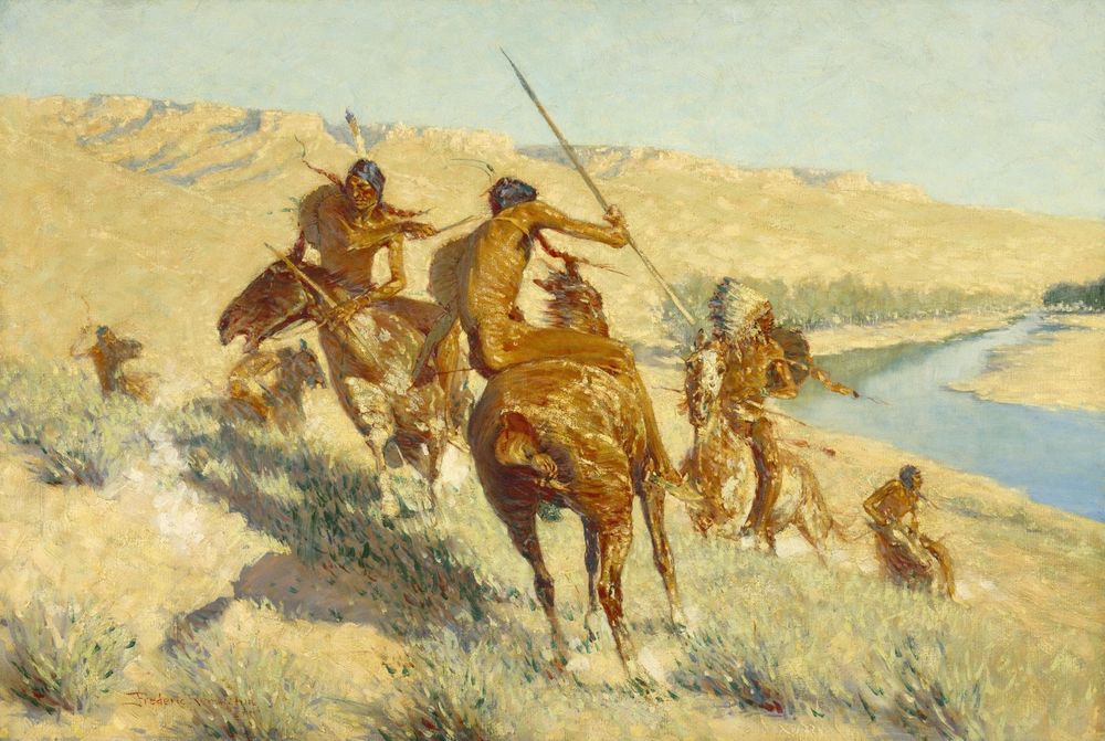 Episode of the Buffalo Gun - by Frederic Remington