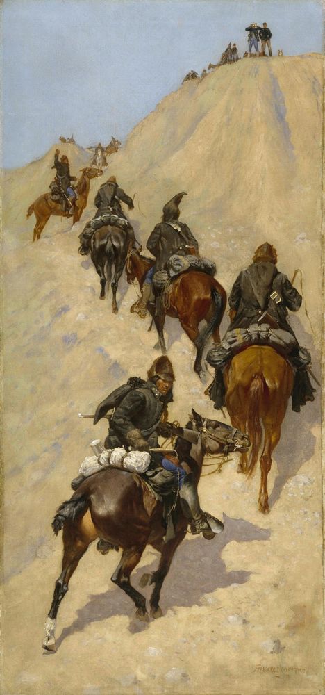 Scouts Climbing a Mountain - by Frederic Remington