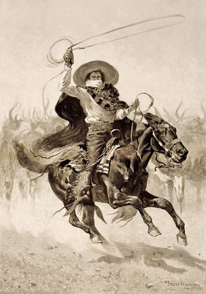 "Toro, Toro!" An Old-Time Californian Vaquero After a Wild Steer - by Frederic Remington