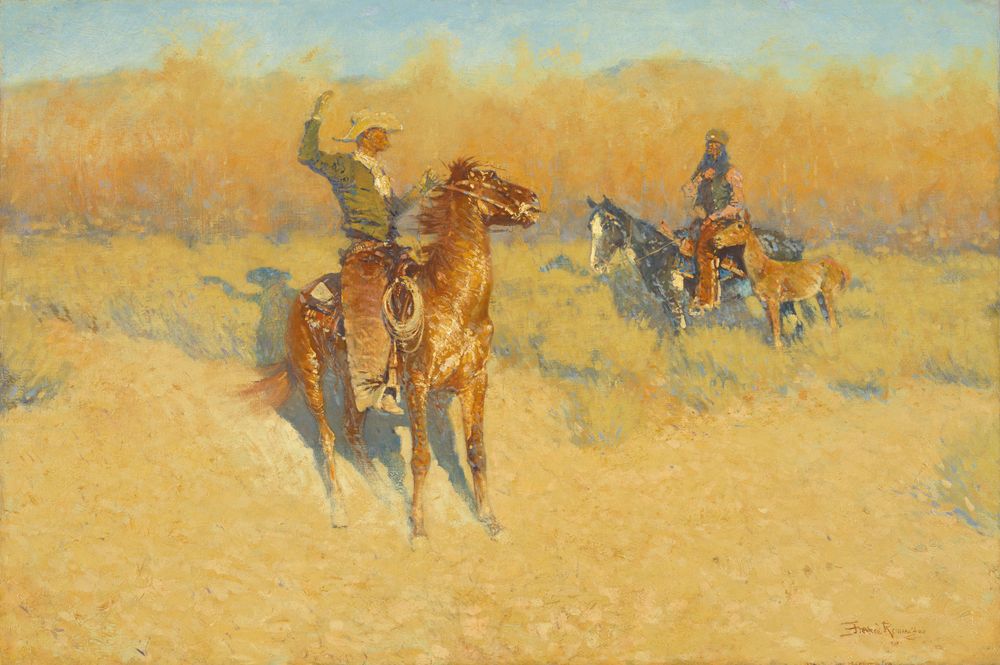 The Long-Horn Cattle Sign - by Frederic Remington