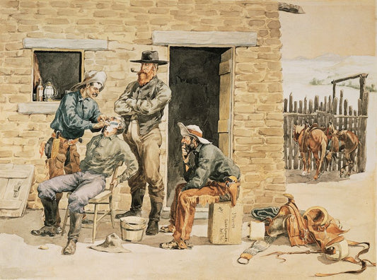 Sunday Morning Toilet on the Ranch - by Frederic Remington