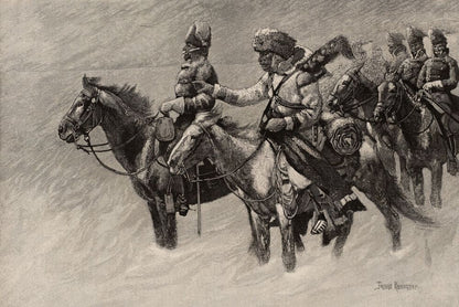 Canadian Mounted Police on A Winter Expedition - by Frederic Remington