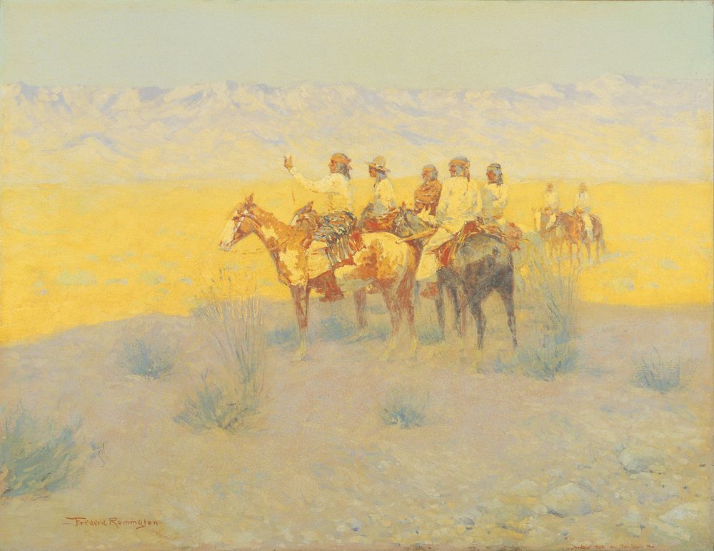 Evening in the Desert. Navajoes - by Frederic Remington