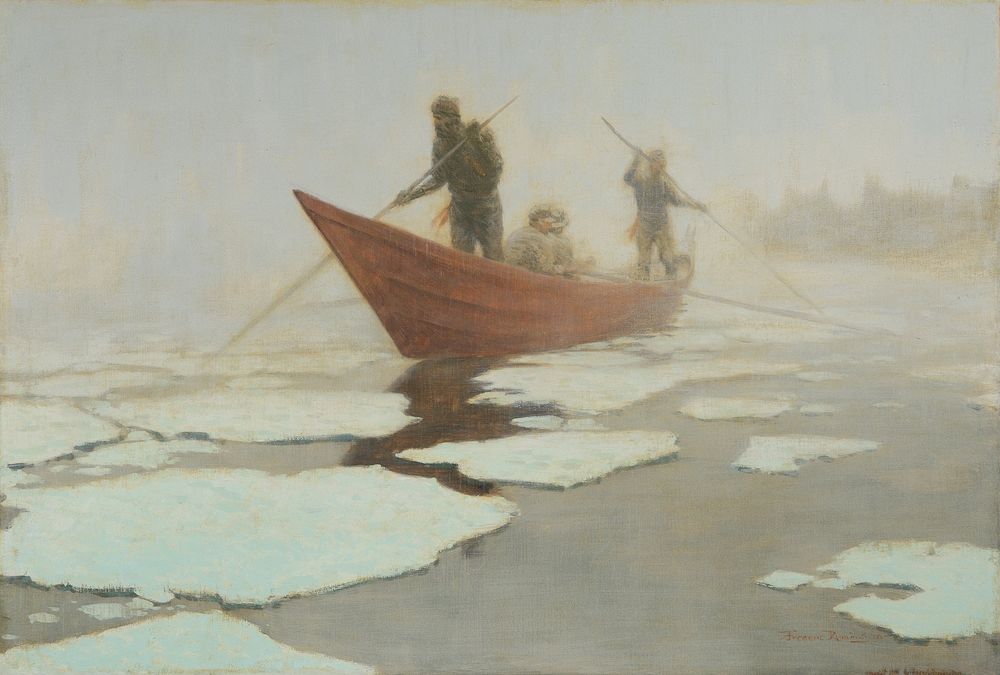 River Drivers in the Spring Break Up - by Frederic Remington