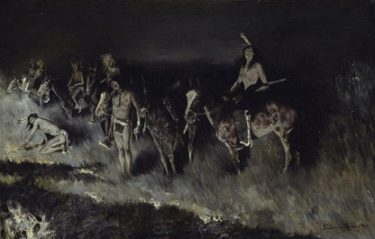 The Grass Fire (Backfiring) - by Frederic Remington