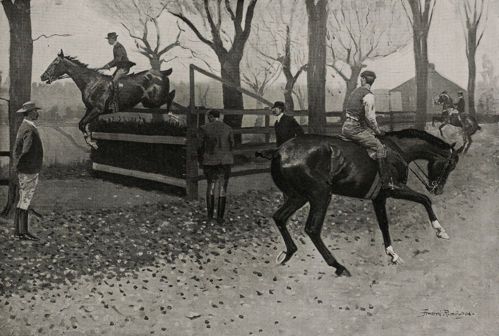 Schooling Hunters for the Horse Show - by Frederic Remington