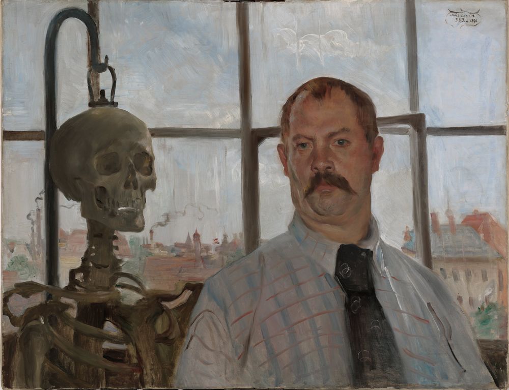 Selfportrait with skeleton - by Lovis Corinth