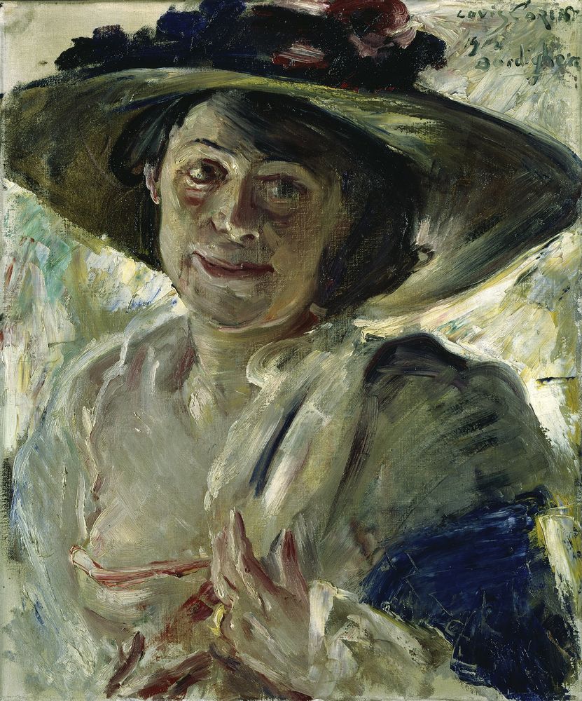 Woman in Hat with Roses - by Lovis Corinth