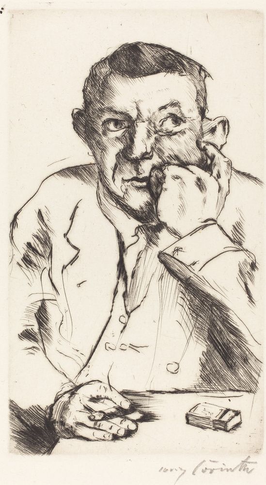 Portrait of a Man Smoking (Männliches Bildnis mit Aufgestütztem Arm) - by Lovis Corinth