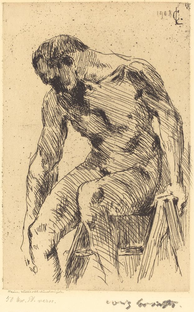 Seated Male Nude (Sitzender Männlicher Akt) - by Lovis Corinth