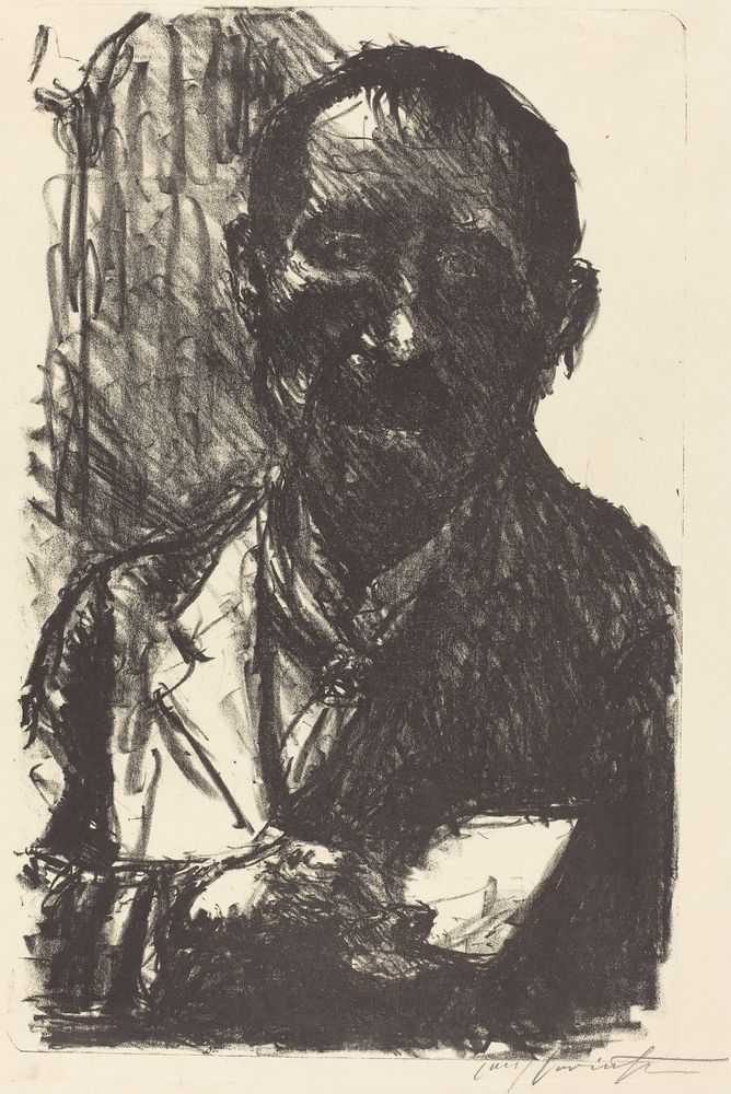 Self-Portrait Sketching - by Lovis Corinth