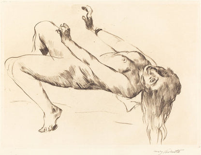 Reclining Female Nude - Study for "Joseph and Potiphar's Wife" (Liegender Weiblicher Akt. Studie zu Joseph und Potiphar) - by Lovis Corinth