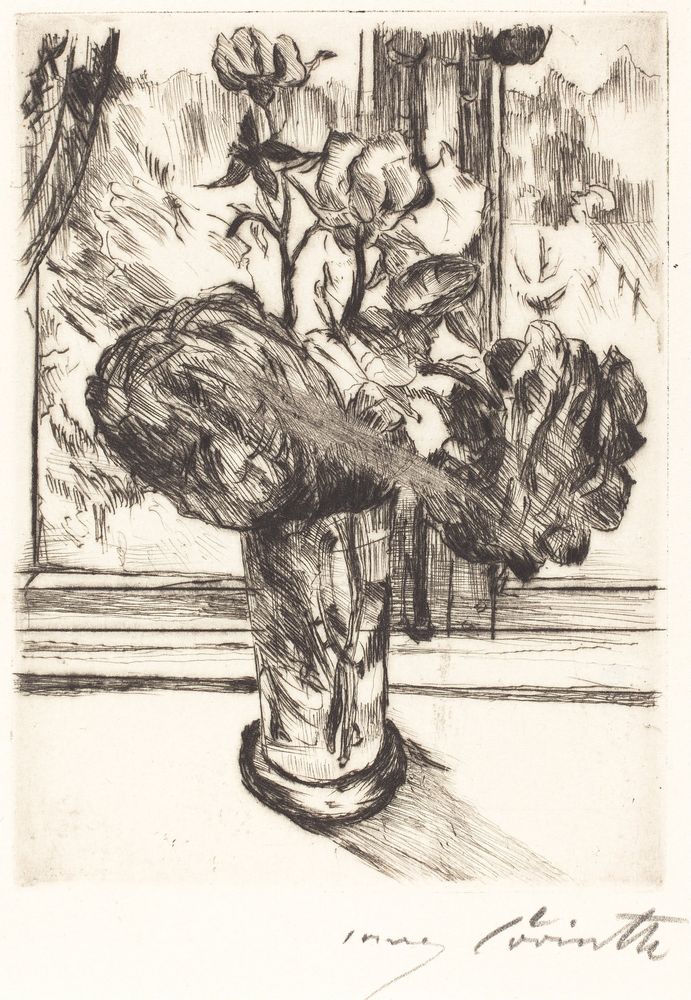 Roses in a Glass of Water (Rosen in einem Wasserglas) - by Lovis Corinth