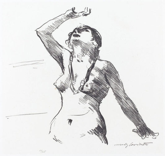 Female Nude Defending Herself (Weiblicher Akt in Abwehr) - by Lovis Corinth