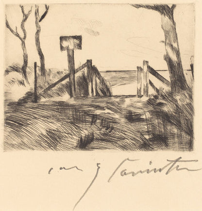 Bridge with Sign (Brücke mit Tafel) - by Lovis Corinth