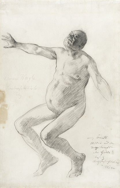 Study of a Nude Man Falling Backwards - by Lovis Corinth