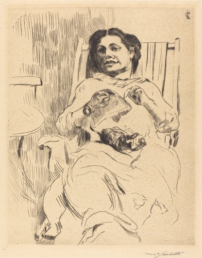 Woman with Needlework (Frau mit Handarbeit) - by Lovis Corinth