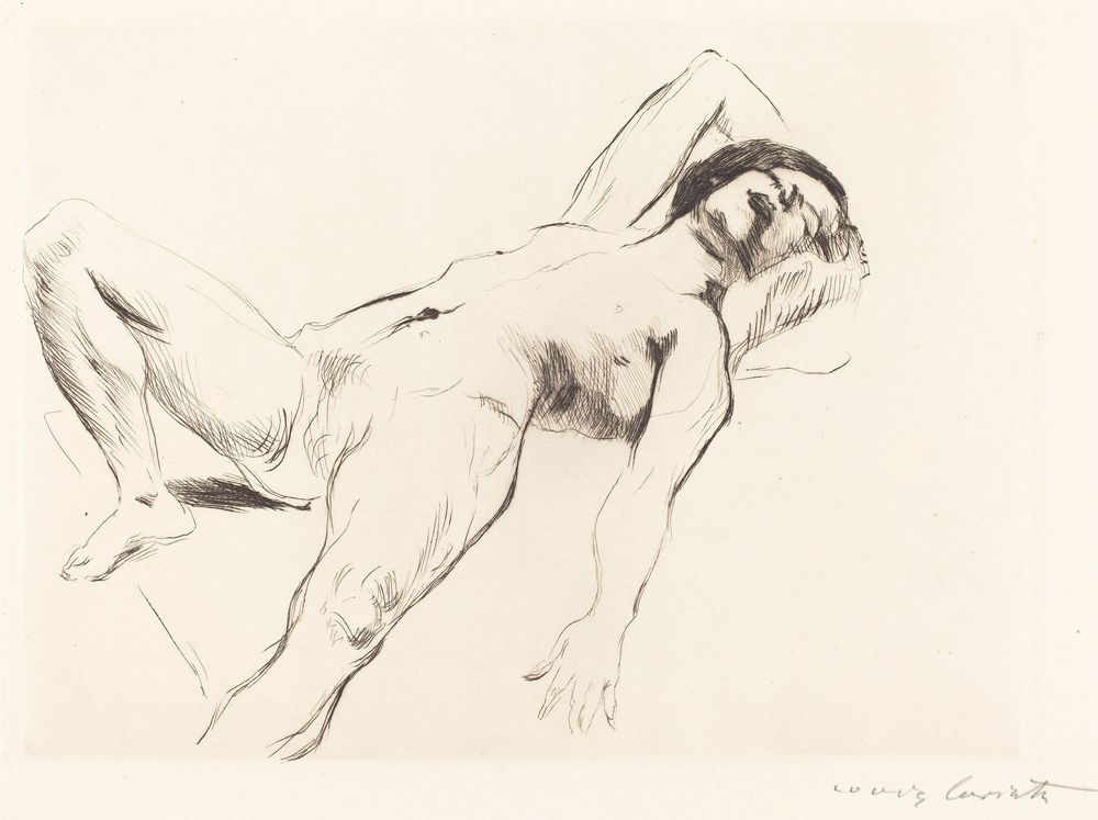 Reclining Female Nude - I  (Liegender Weiblicher Akt I) - by Lovis Corinth