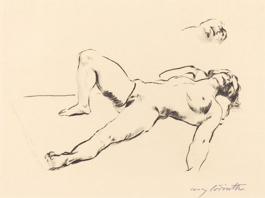 Reclining Female Nude - II (Liegender Weiblicher Akt II) - by Lovis Corinth