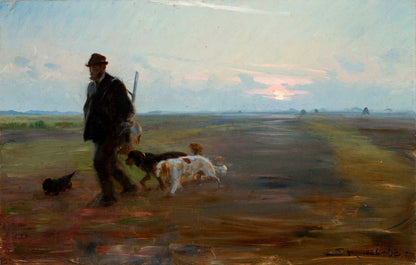 Michael Ancher returning from a game shoot - by Peder Severin Krøyer