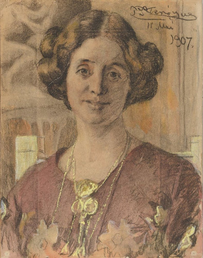 Portrait of a Woman (probably Anna Vilhelmine Johanne Dorthea Halberg, married Bjørner, later Larsen) - by Peder Severin Krøyer