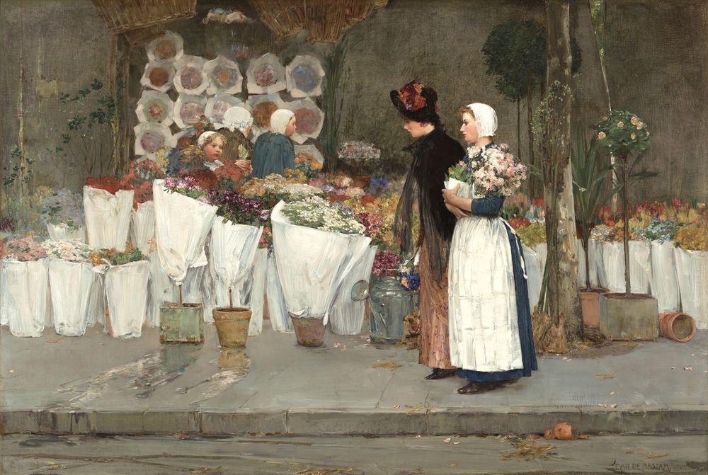 At the Florist - by Childe Hassam