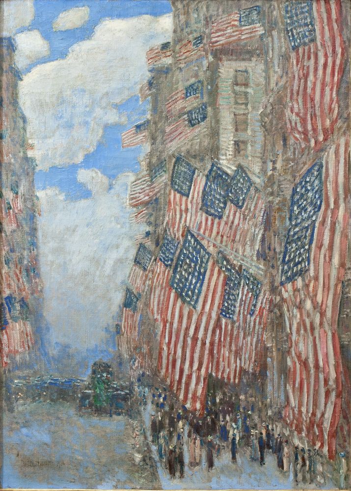 The Fourth of July, 1916 (The Greatest Display of the American Flag Ever Seen in New York, Climax of the Preparedness Parade in May) - by Childe Hassam