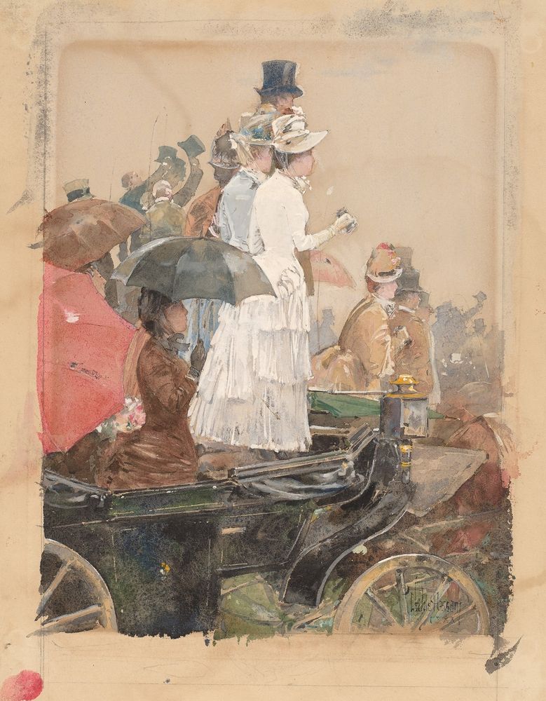 Spectators at the Grand Prix - by Childe Hassam