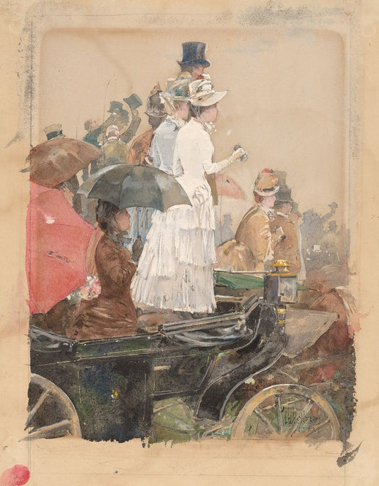 Spectators at the Grand Prix - by Childe Hassam