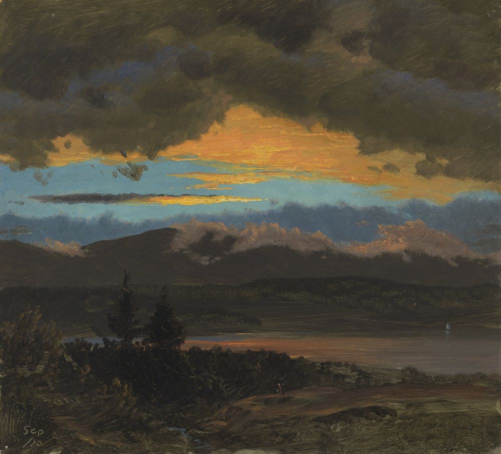 Sunset across the Hudson Valley, New York - by Frederic Edwin Church