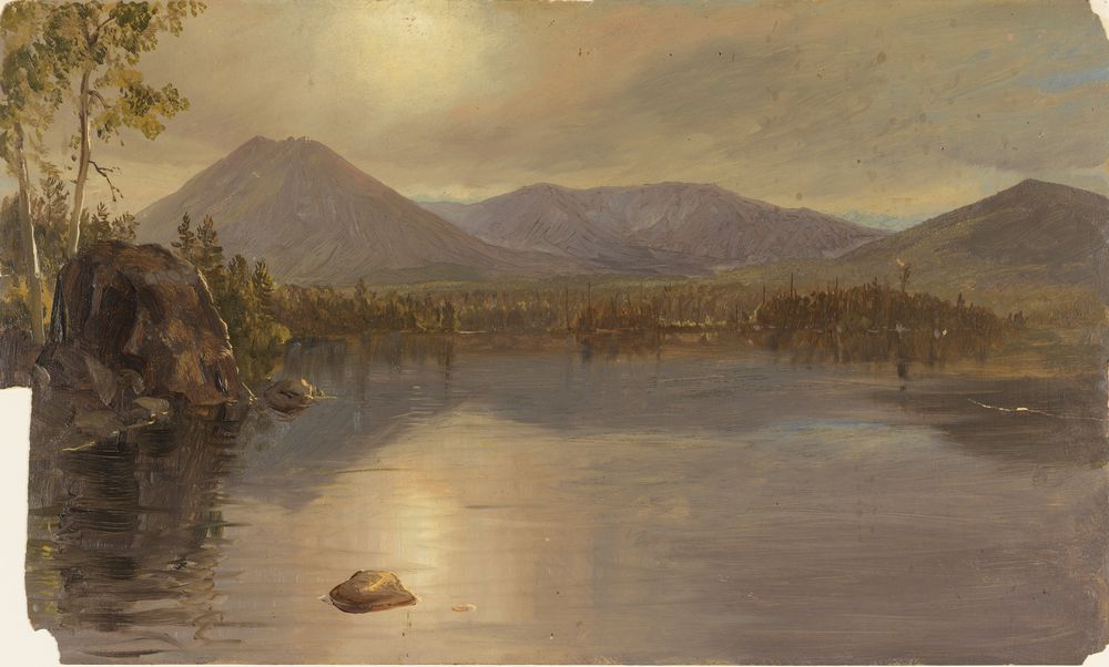 Mounts Katahdin and Turner from Lake Katahdin, Maine - by Frederic Edwin Church