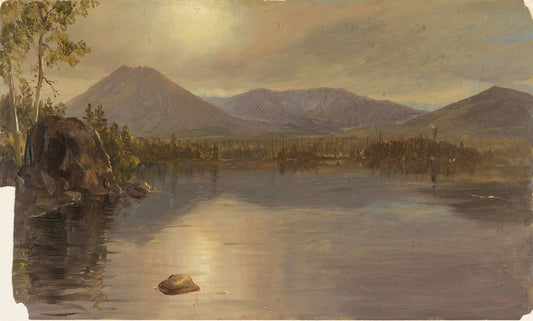 Mounts Katahdin and Turner from Lake Katahdin, Maine - by Frederic Edwin Church