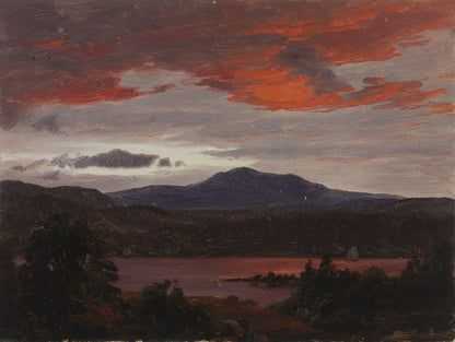 Turner Pond with Pomola Peak and Baxter Peak, Maine. - by Frederic Edwin Church