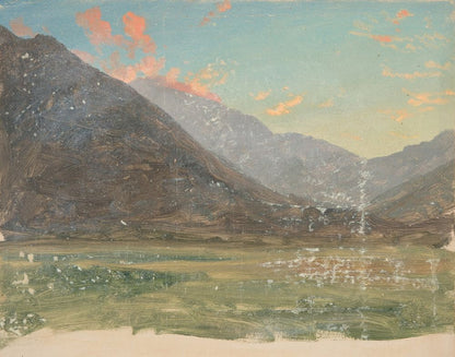 Deep valley, with sunset-lit clouds - by Frederic Edwin Church