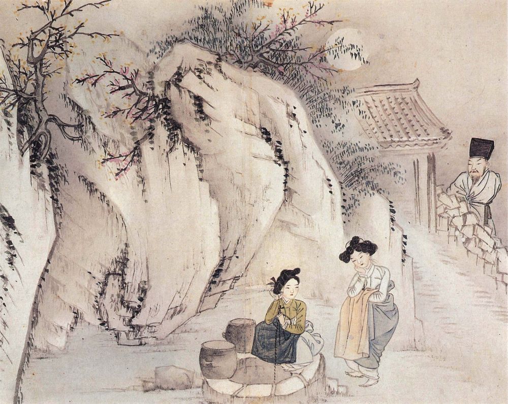 Chatting by a Well at Night - by Sin Yun-bok