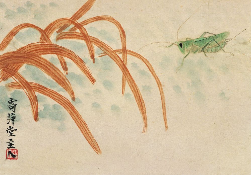 Album of Plants and Insects Painting - grasshopper - by Qi Baishi