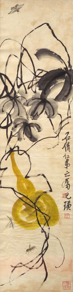 Gourd and three insects - by Qi Baishi