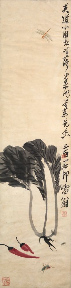 Vegetables and three insects - by Qi Baishi