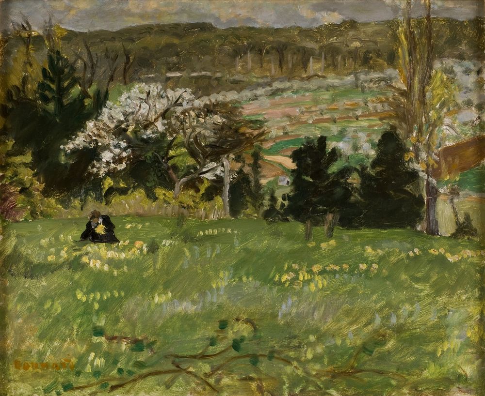 Woman Picking Flowers - by Pierre Bonnard