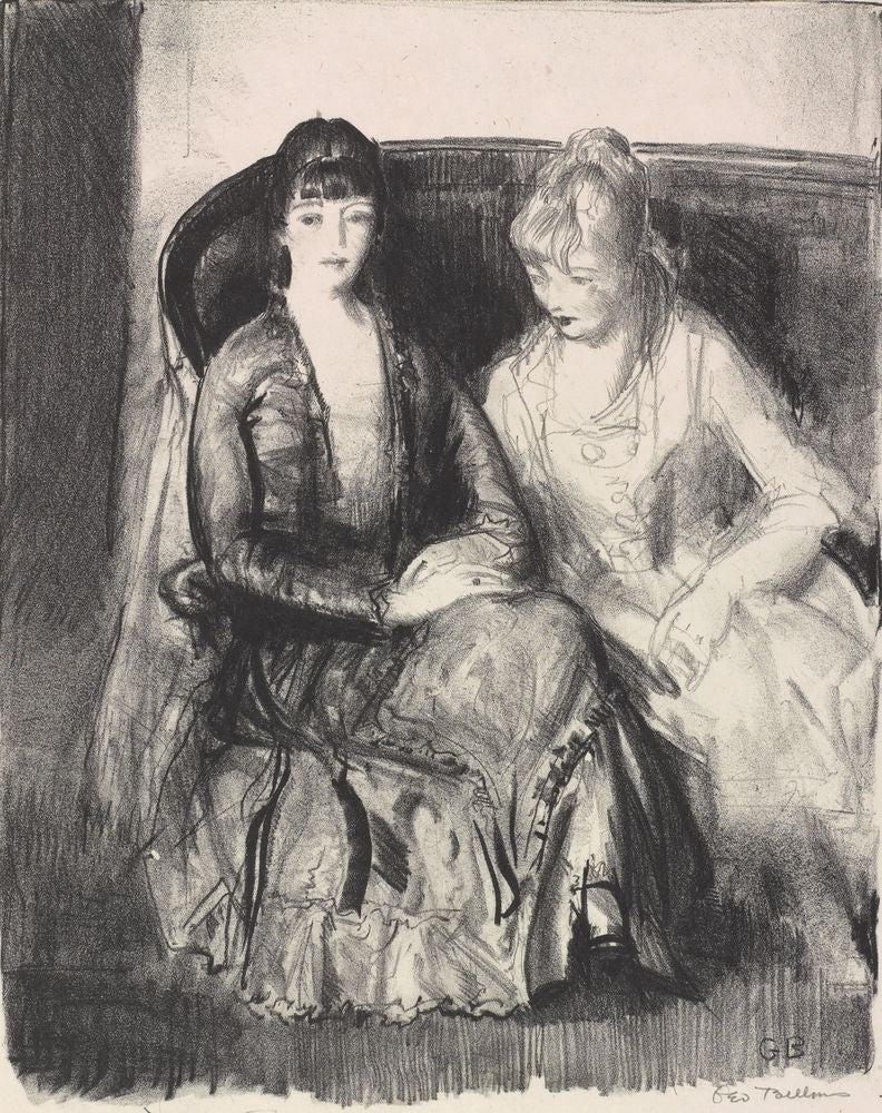 Emma and Marjorie on Sofa - by George Bellows