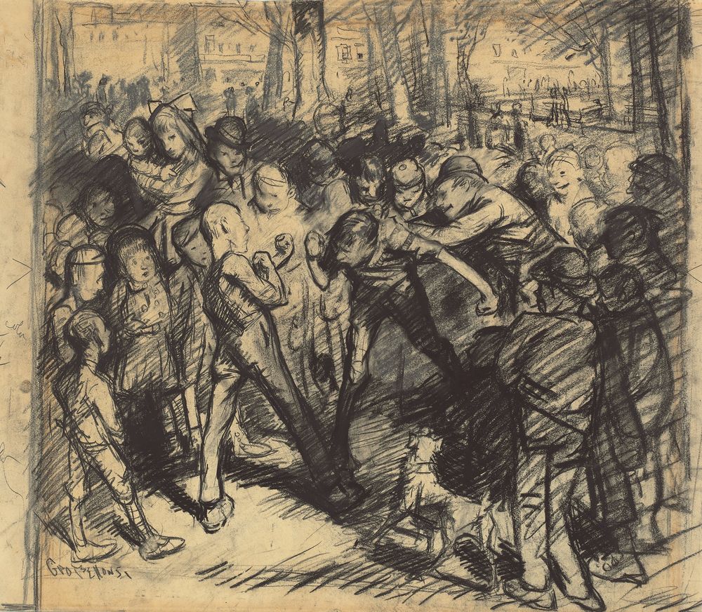 Street Fight [recto] - by George Bellows