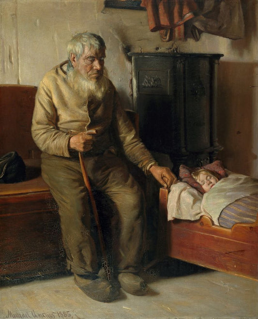 Blind Kristian minding a child - by Michael Ancher