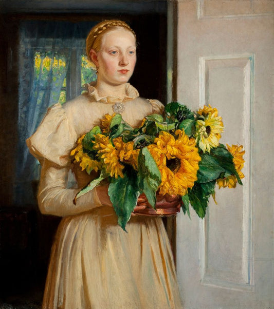 Girl with Sunflowers - by Michael Ancher