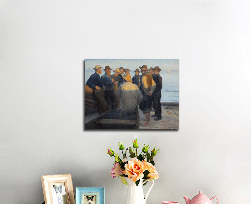 Fishermen on the Beach on a Peaceful Summer´s night - by Michael Ancher