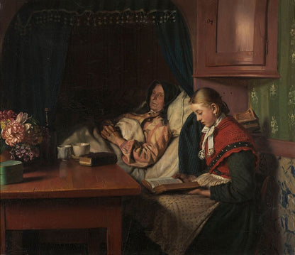 By Grandmothers sickbed - by Michael Ancher