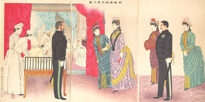 野戦病院行幸之図|Illustration of the Empress Visiting a Field Hospital [in Hiroshima] (Yasen byōin gyōkō no zu) - by Kobayashi Kiyochika