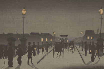 Night at Nihonbashi - by Kobayashi Kiyochika